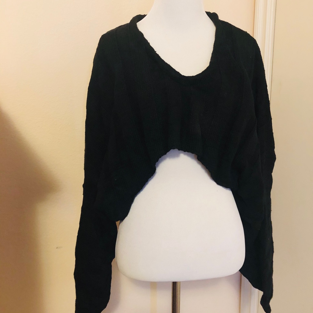 Black Solid Sweater Front Crop